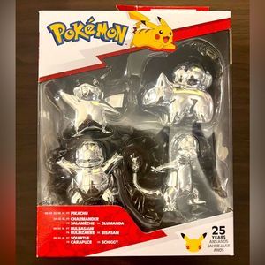 Pokemon 25th Anniversary Edition Silver Figurine Action Figure 4 pack